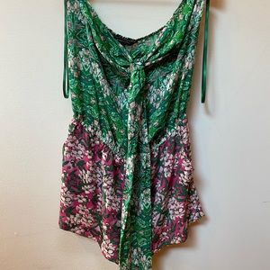 BCBG Silk floral halter romper